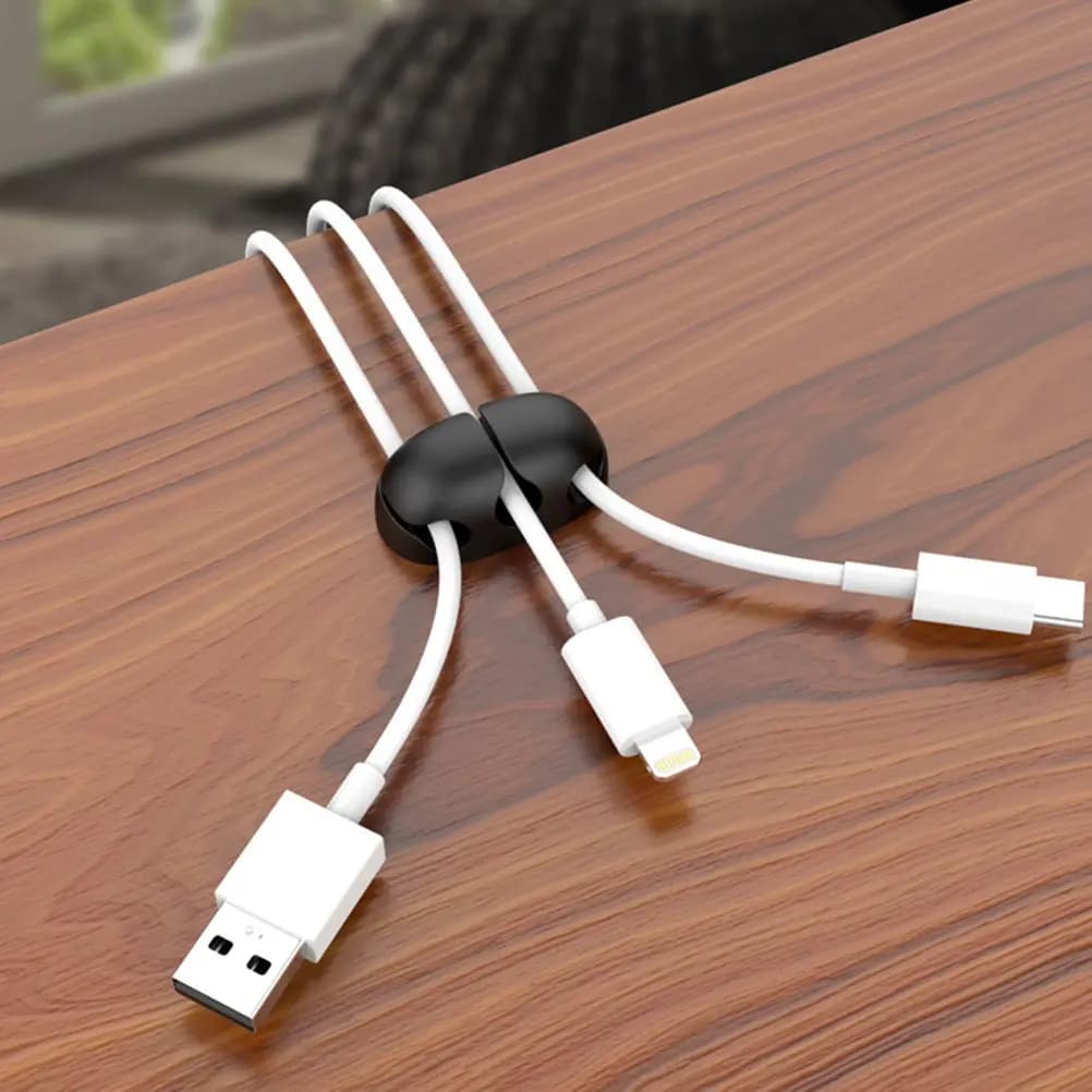 Set di 4 Organizzatori per Cavi in Silicone, Clip Multiuso per Gestione Cavi da Scrivania, Porta Cavi per Casa e Ufficio