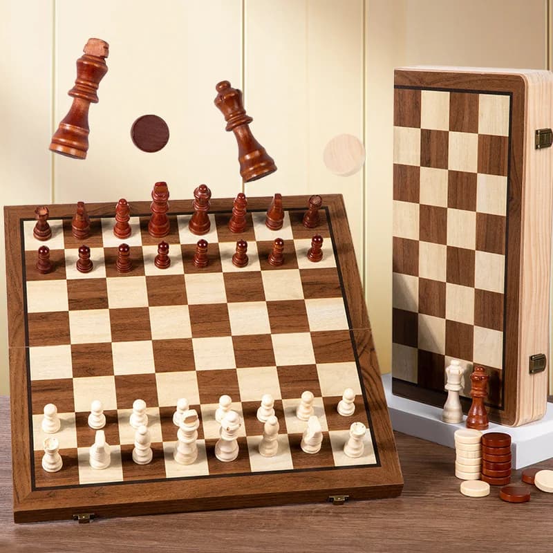 Set di scacchi magnetici portatili in legno Scatola di immagazzinaggio pieghevole per scacchiera per adulti e bambini Boost Brainpower Gioco intellettuale