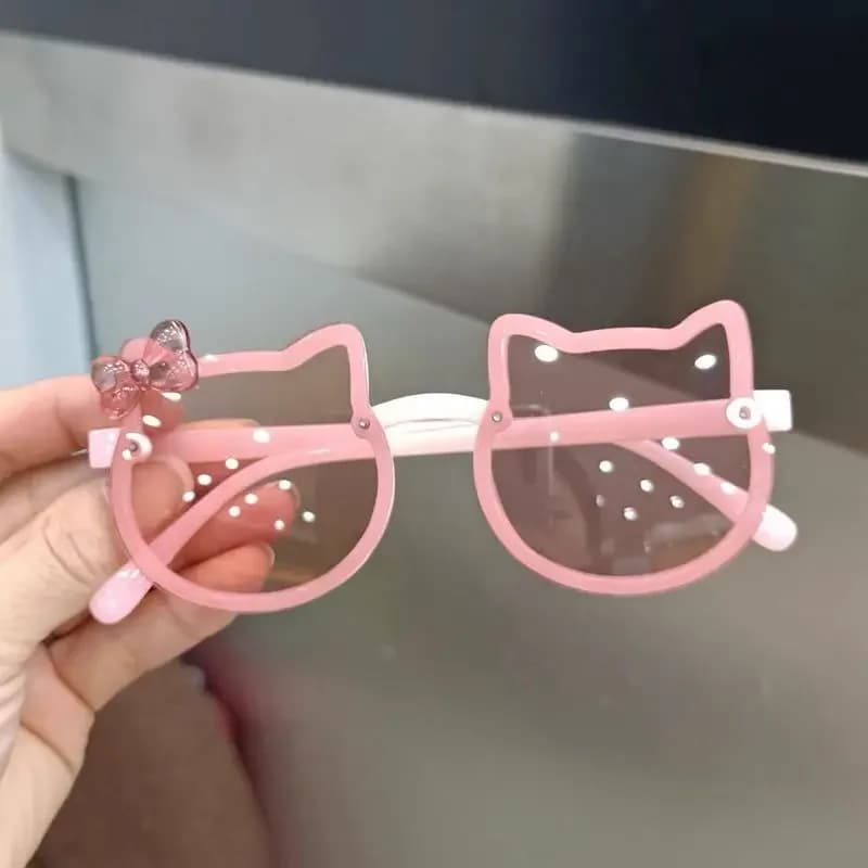 Occhiali da sole estivi per bambini Cute Kitty Occhiali da sole con fiocco in acrilico Protezione UV per esterni Occhiali da sole per neonate Occhiali classici per bambini UV400