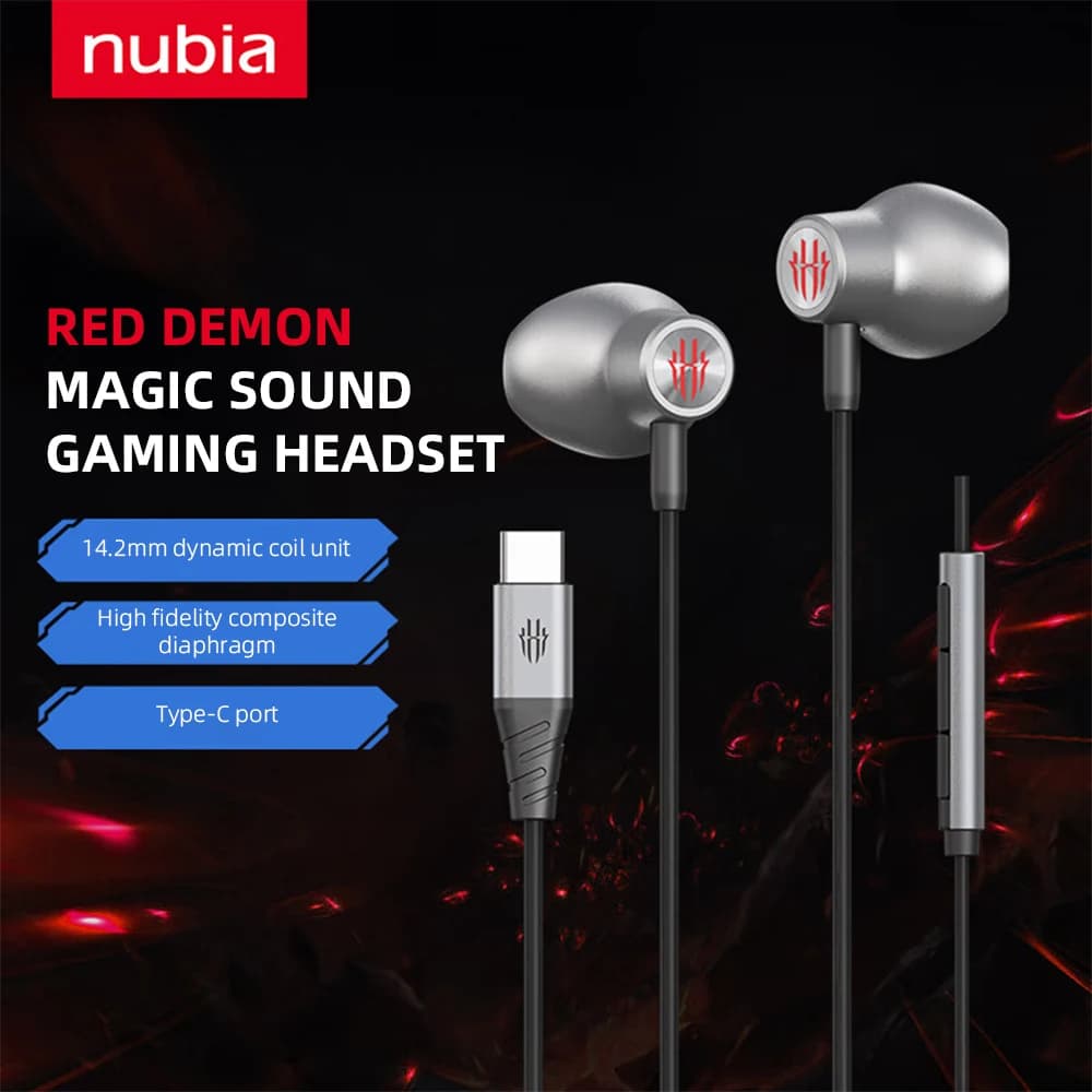 Gaming Cablati Nubia RedMagic WH4008 with 14.2mm Driver, Netherlands HiFi, Microphone Integrated, Type-C Connection for Phone and Laptop