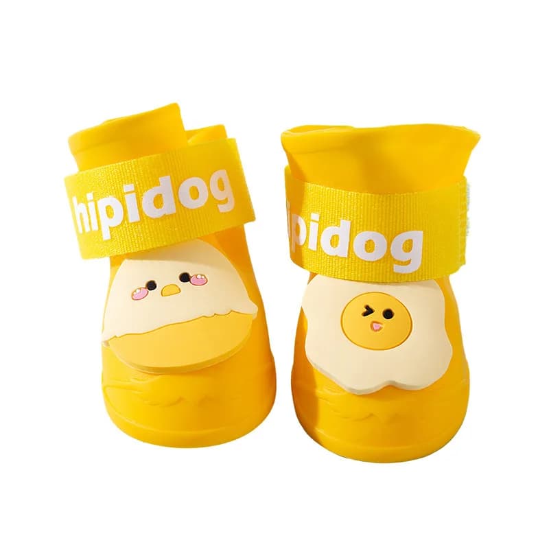 4Pcs/Set Cartoon Cute Pet Silicone Rain Boot Portable Dog Shoes Anti Slip Waterproof Foot Cover Outdoor Pet Paw Protector