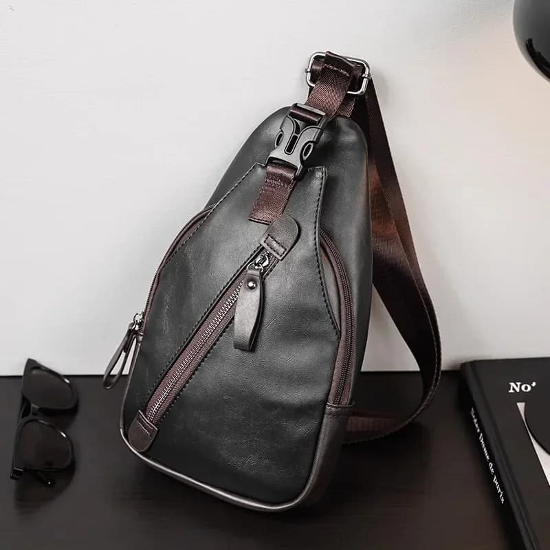 Borsa a tracolla singola da uomo di nuova moda Borsa a tracolla singola da uomo Borse a tracolla in pelle PU Marsupi da uomo Zaino da ciclismo all'aperto