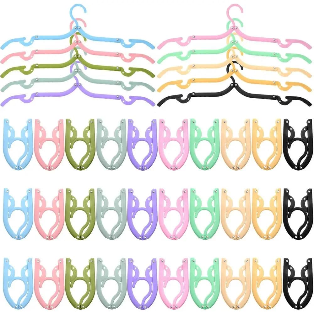 40 Pcs Travel Hangers Plastic Portable Hanging Clothes Hangers Cruise Ship Essentials or Travel Cruises Suitcase Dorm School Hot