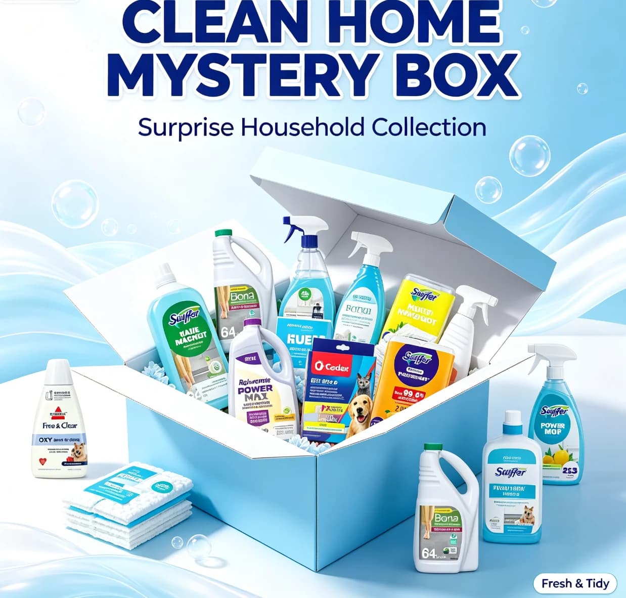 Pet Household Cleaning Mystery Blind Box Spin Mop Refill Pads Wood Floor Cleaner Carpet Shampoo Home Deep Clean Surprise Gift Box