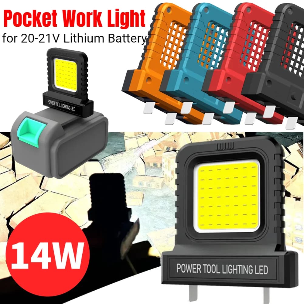 1-5 14W LED Workbench Parts for Li-ion Batteries 20V-21V Makita, Milwaukee, Dewalt, Bosch, Dayi, Lomvum, Zhipu - Accessories