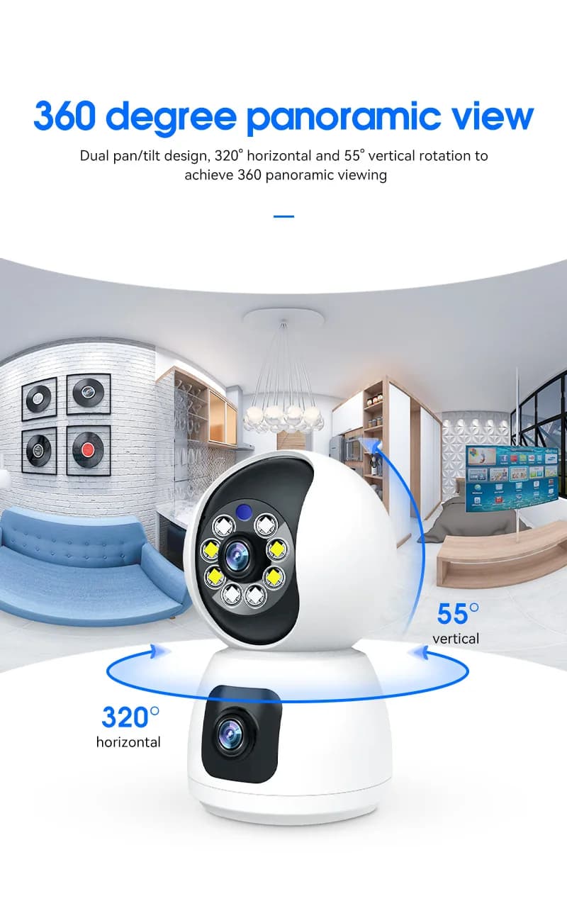 4MP Eseecloud APP 2.4G e 5G Dual Band WIFI Dual Lens Full Color Wireless PTZ IP Dome Camera Citofono Sicurezza CCTV Baby Monitor