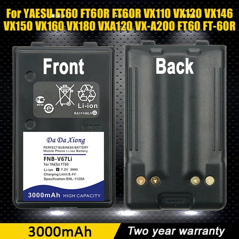 Nuovo 3000mAh FNB-V67LI Batteria Radio Per YAESU FT-60R FT60R VX110 VX120 VXA120V VX146 VX150 VX160 VX180 VX-A200 Walkie-Talkie