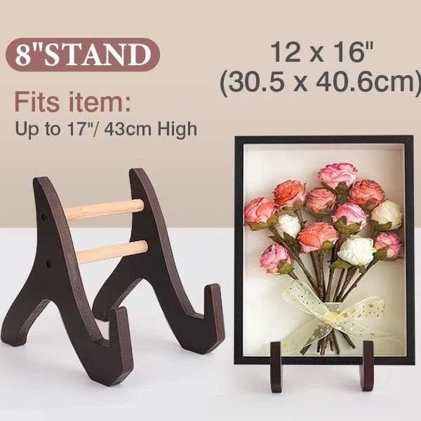 Wooden Display Stand Plate Holder Picture Frame Easel for Tabletop Photo Art Decor Desktop Mount