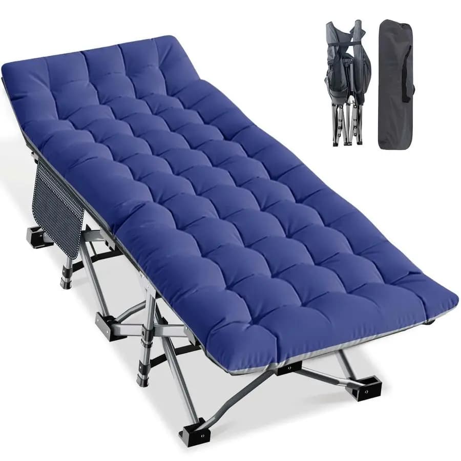 Foldable camping cot, extra large and durable cots with carrying bag, Oxford fabric portable double layer travel cots for home