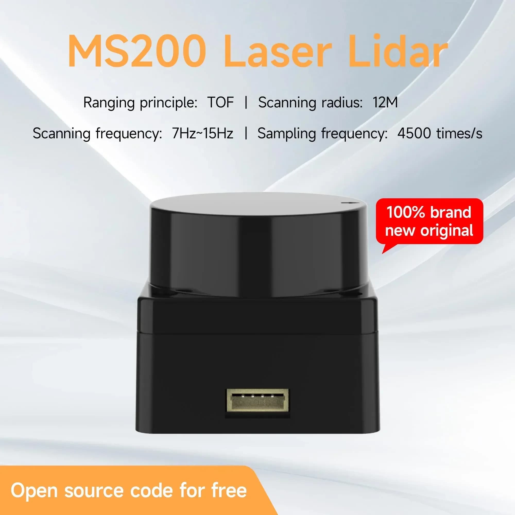 Portable Lidar MS200 Sensor Kit 360 ° TOF Scanner 12 m ROS1 and ROS2 support for robots Raspberry Pi Jetson NANO