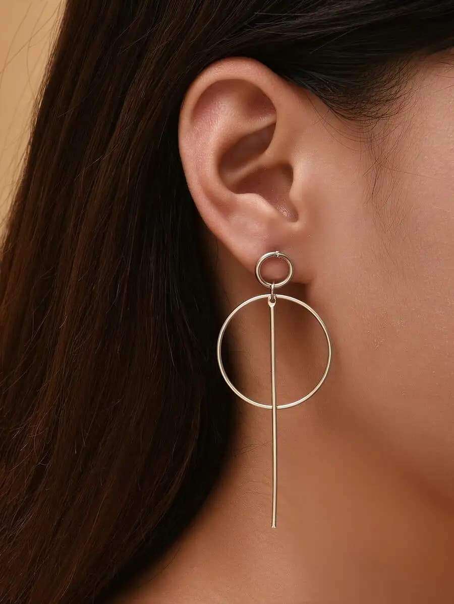 Circle-shaped drop earrings with minimalist design and lightweight construction for everyday wear