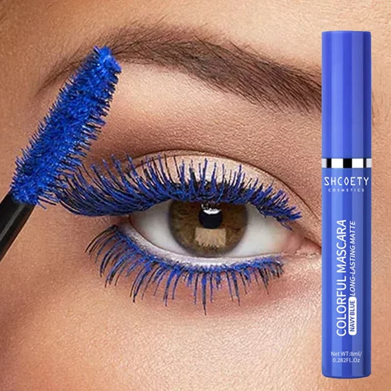 Mascara spesso arricciante blu 5D Mascara spesso impermeabile colorato ad asciugatura rapida Estensione ciglia Trucco scenico natalizio