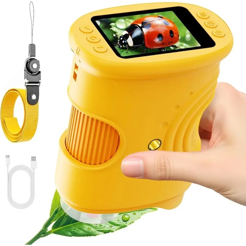 Microscopio Digitale per Bambini 1000X Portatile HEN HAO con Schermo da 2.0'' Ricaricabile Mini Giocattolo Educativo Scientifico Tascabile per Bambini