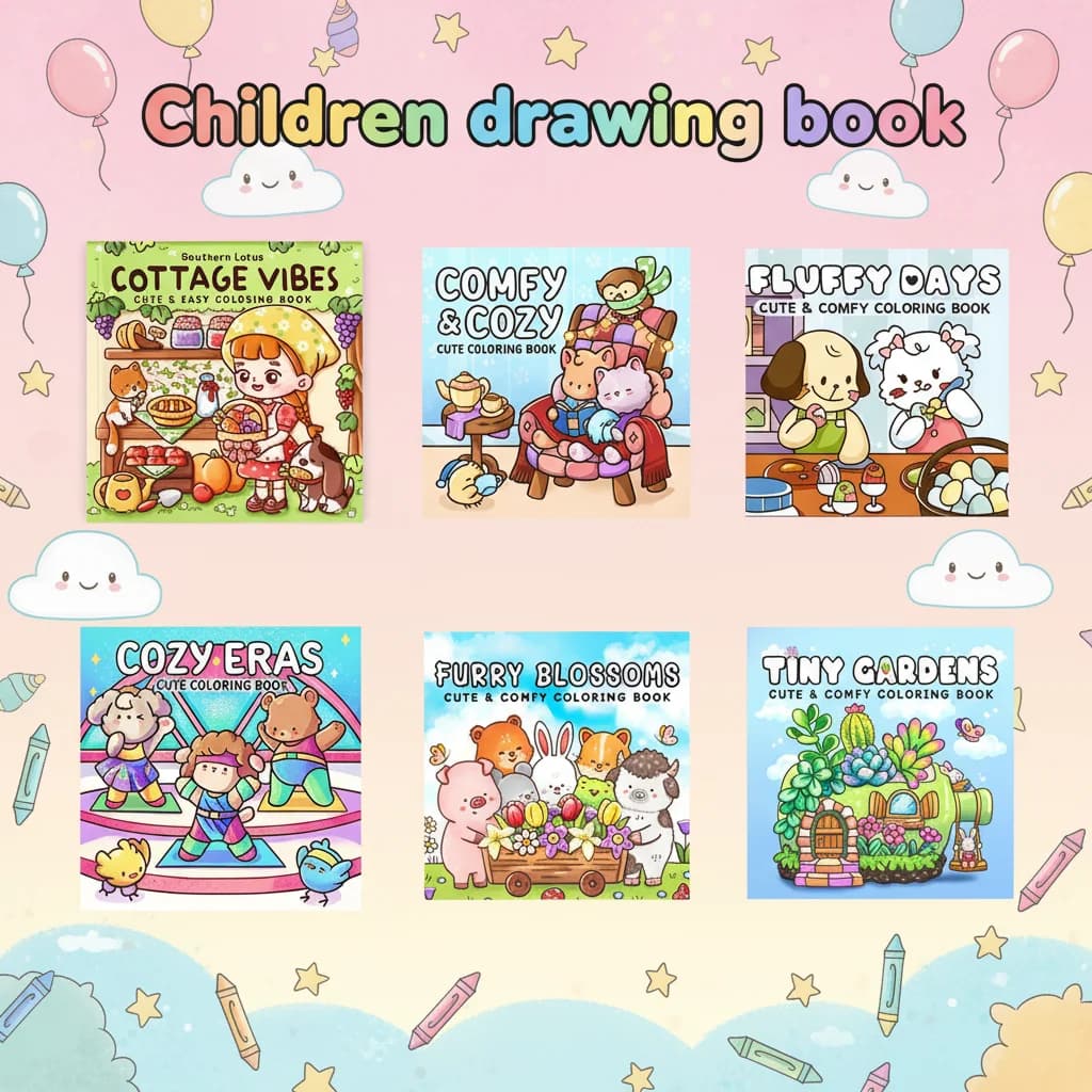 40 Pages Cute European America Style Coloring Book for Kids Drawing Book Christmas Thanksgiving Gifts Art Supplies