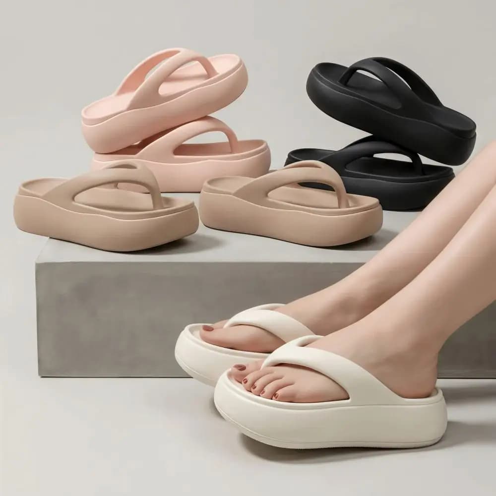 Ciabatte con Piattaforma Rialzata 5CM in EVA, Sandali da Spiaggia Antiscivolo, Suola Morbida, Leggere, Infradito da Donna per Outfit Quotidiani