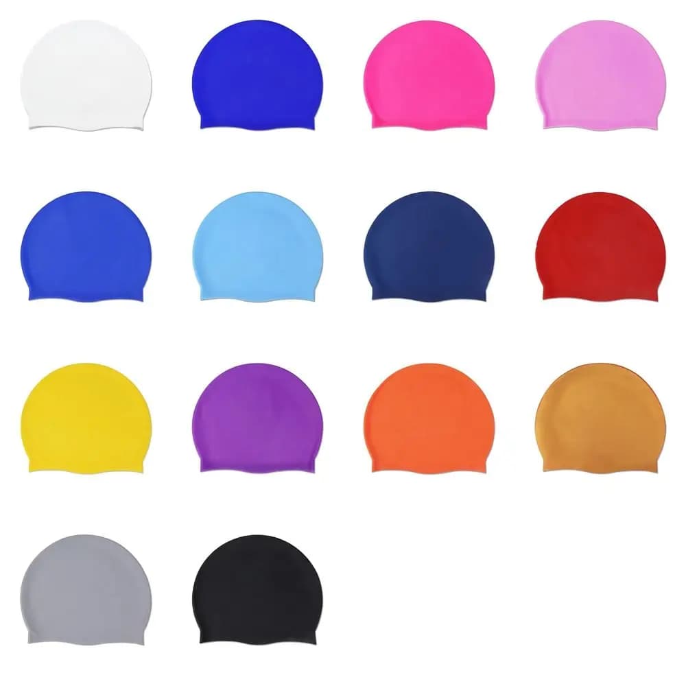 Silicone swim caps for adult men woman waterproof bath head to protect ears long hair long hat from high elastic dive