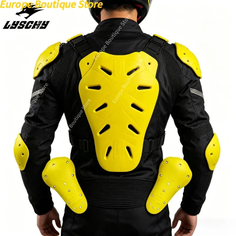 Armatura per Moto CE2 LYSCHY, Set Completo di Protezioni per Spalle, Gomiti, Schiena, Ginocchia e Petto, Attrezzatura di Sicurezza per la Guida