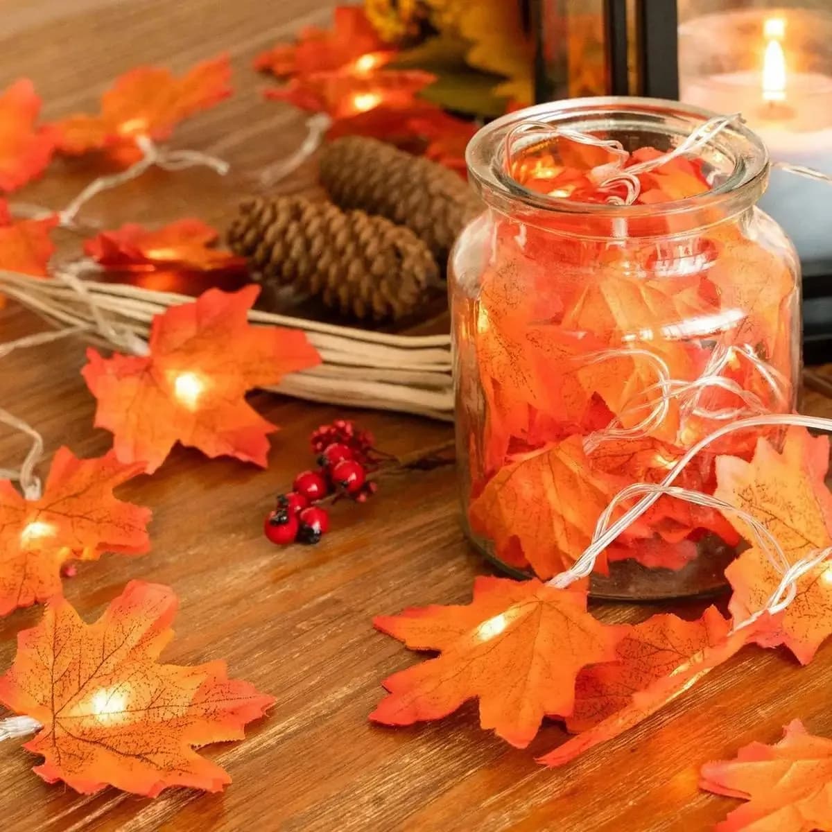 LED Maple Leaf Battery Powered String Lights Fairy 1.5-6M for Outdoor Garden Home Party Holiday Decor Patio Decor Yard Light
