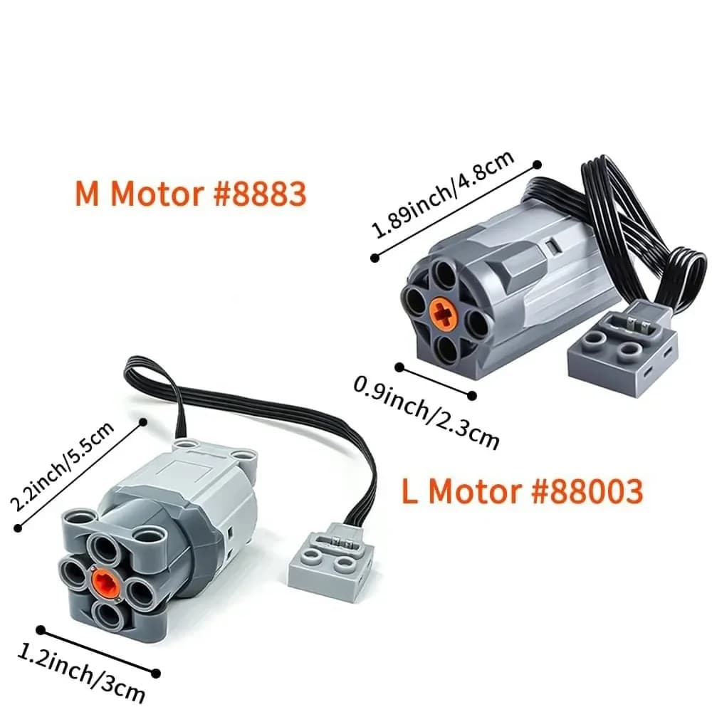 Set Motore M/L o Motore L, Pezzi High-Tech, Funzioni di Alimentazione, Telecomando a Infrarossi, Scatola Batteria, Prolunga, Giocattolo Fai-da-Te