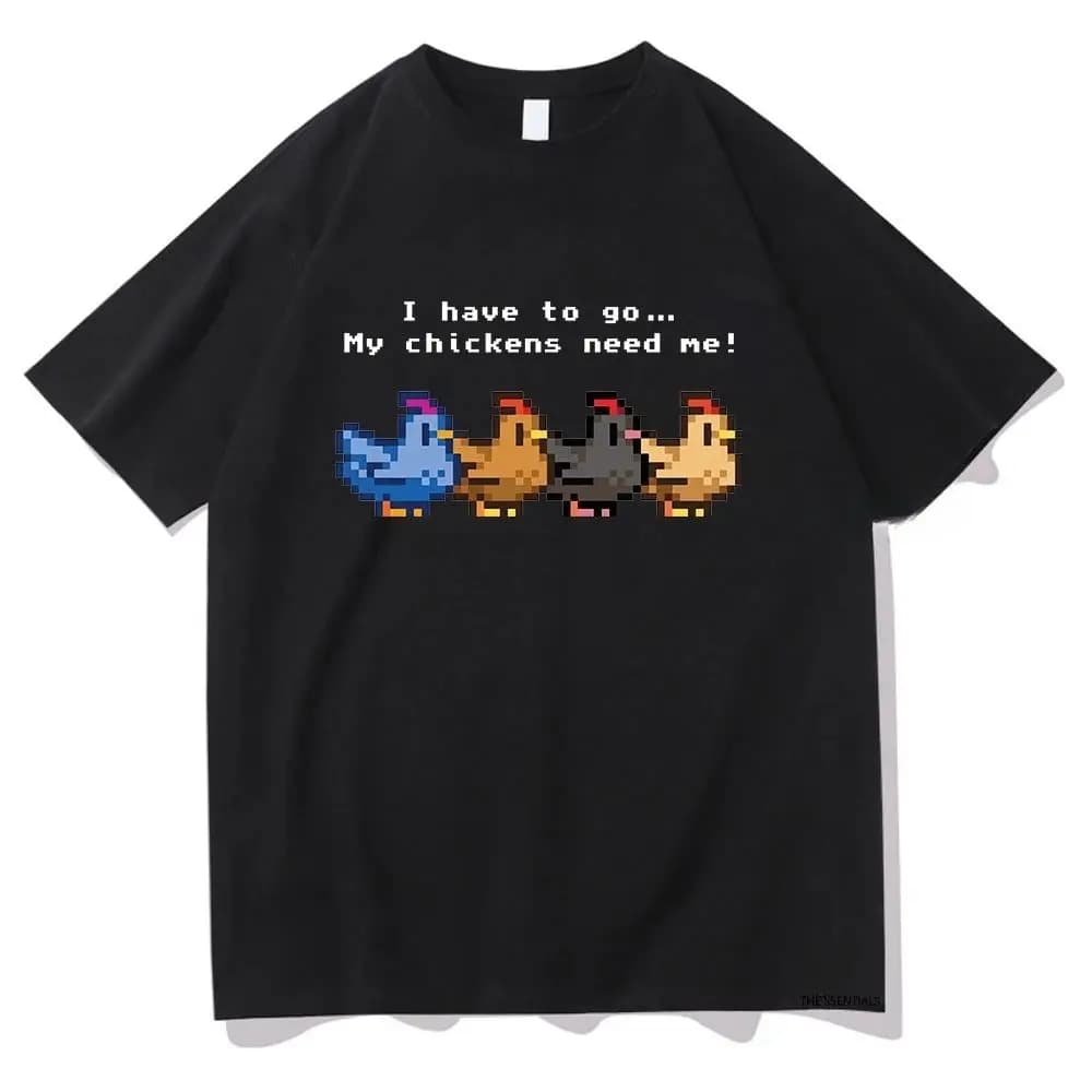 Stardew Valley I Have To Go My Chickens Need Me T-shirt Vintage Y2k Abbigliamento Harajuku T-shirt con stampa grafica T-shirt unisex