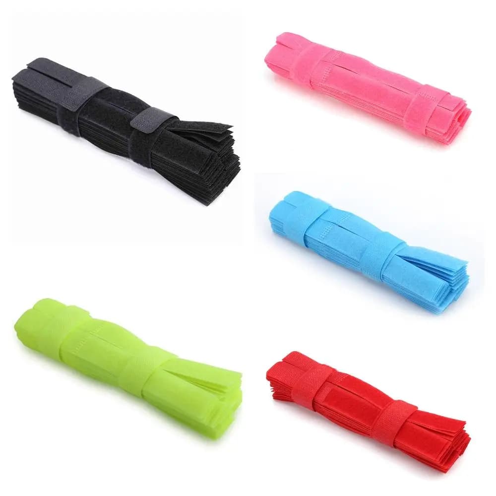 50 Pezzi Fascette Colorate Regolabili per Gestione Cavi, Riutilizzabili, Rosa/Rosso/Blu/Nero/Giallo, Organizzatore per Cavi
