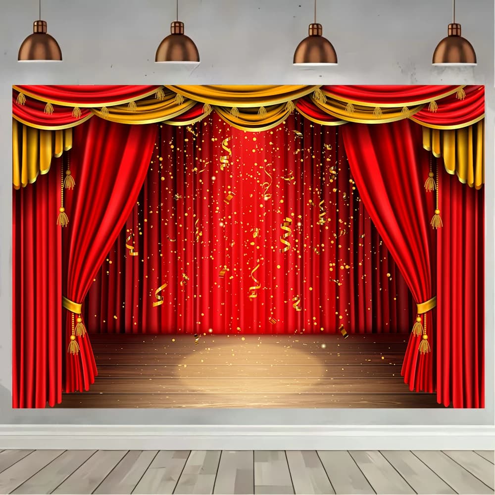 Red Theatre Tent Party Background Stage Light Circus Tent Birthday Wedding Party Photography Background Decoration Studio Photo