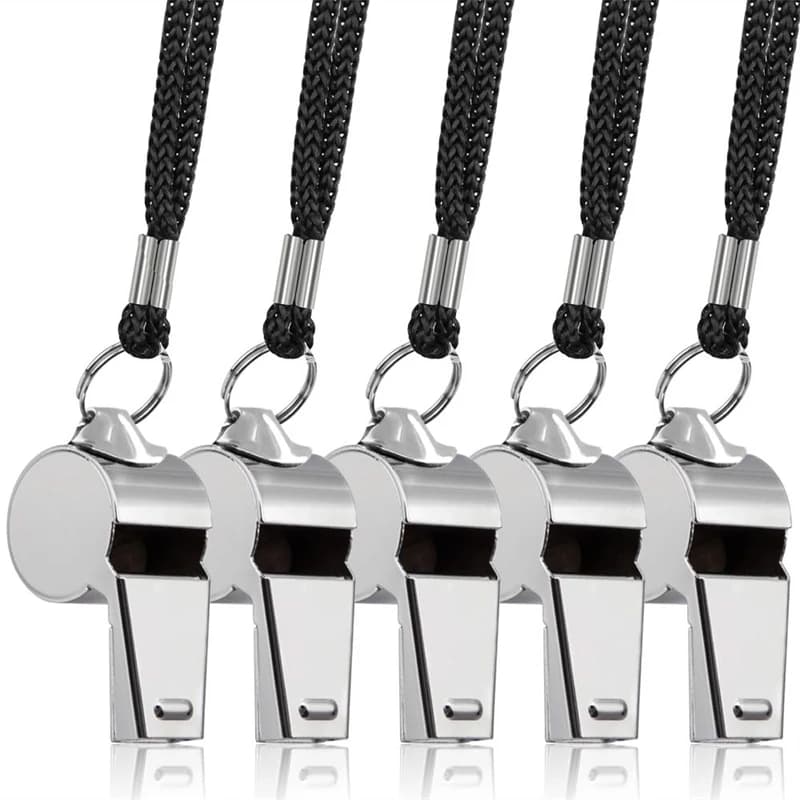 1/5/10 pieces stainless steel whistles referee sport rugby wire rope training for parties football basketball cheerleader tool