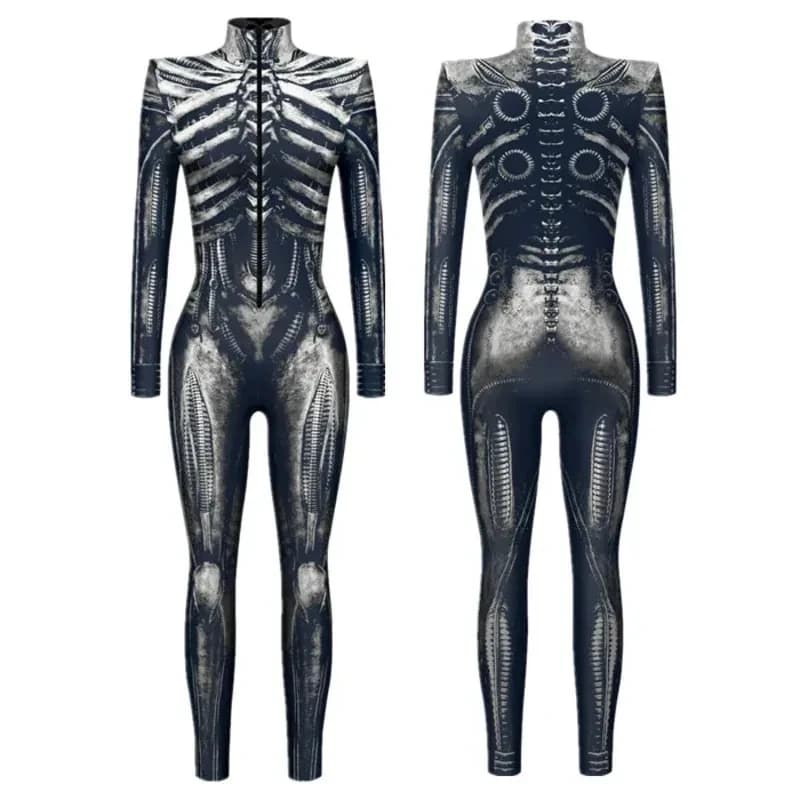 Costumi di Halloween per Cosplay ★ Tuta intera da donna CyberPunk robotica stampata in 3D per feste, bodysuit elastico, armatura meccanica ☆ Nuovo