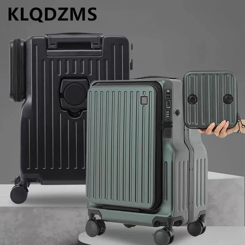 KLQDZMS Valigia da cabina per laptop in ABS+PC da 20 pollici Valigia multifunzionale con apertura frontale Valigia trolley con ricarica USB
