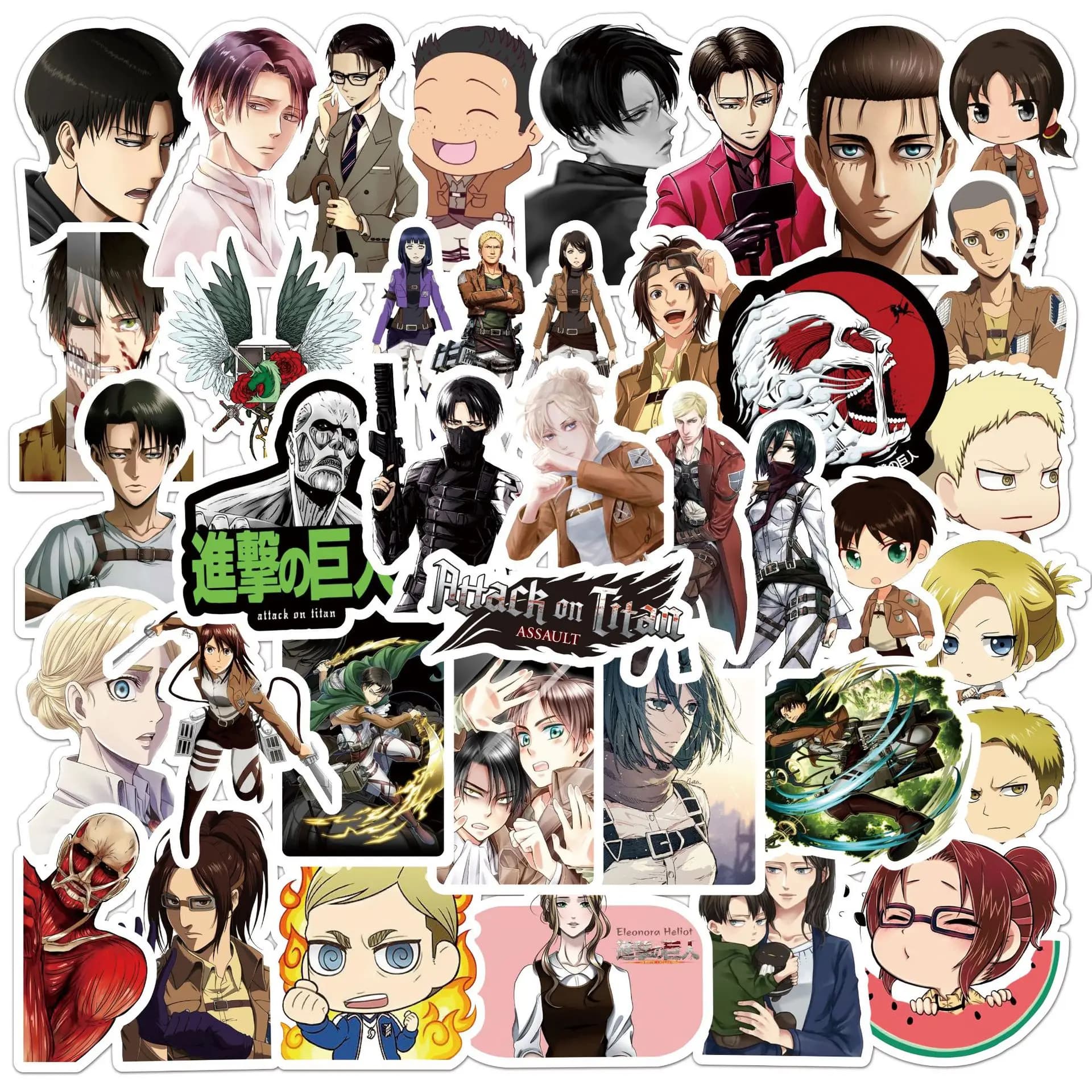 50 Pezzi Adesivi Cartoon di Attack On Titan, Decorazioni Impermeabili per Telefoni, Borracce, Laptop, Regalo per Bambini