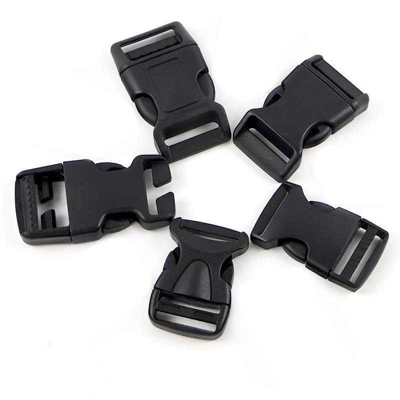 5-20 Pezzi Fibbie a Sgancio Rapido in Plastica Nera da 25mm per Cinghie di Zaini, Fibbie Regolabili per Bagagli, Chiusure per Collari di Cani, Clip di Fissaggio, Accessori