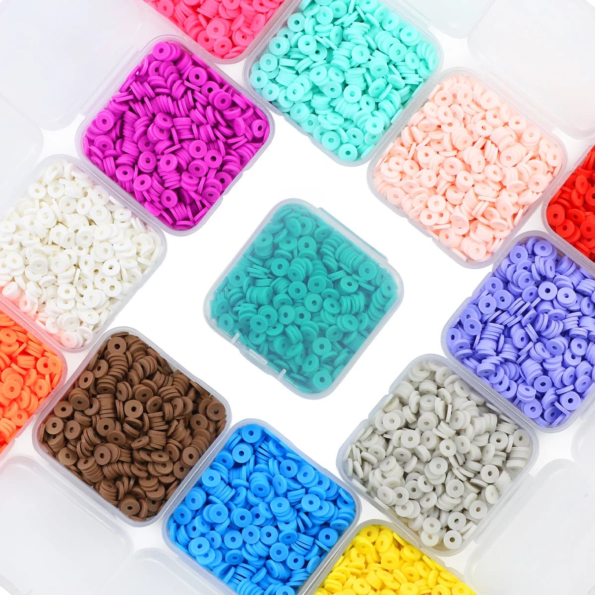 Boxed 500pcs 6mm Polymer Clay Spacer Beads Flaky Flat Round Beads For Jewelry Making Bracelets Necklace DIY Handmade Accessories