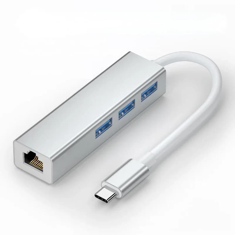 Hub USB C 4 in 1 con Ethernet 100 Mbps, PD 100 W e 3 porte USB 3.0 | Dock adattatore OTG USB-C compatto per HUB PC MacBook Air/Pro