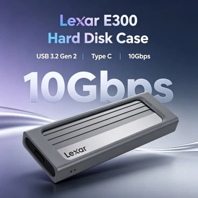 Lexar E300 Mobile External Hard Disk Case M.2 NVMe SSD Enclosure USB 3.2 Gen 2 Type C for 2230/2242/2260/2280 SSD