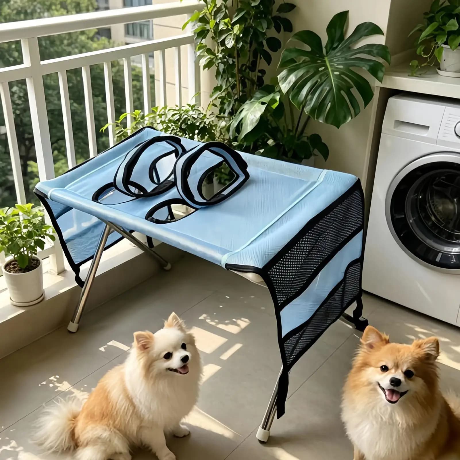Stainless Steel Detachable Dog Grooming Hammock Restraint Bed Anti Scratch Anti Bite for Small Puppy Bathing Hair Cutting Care