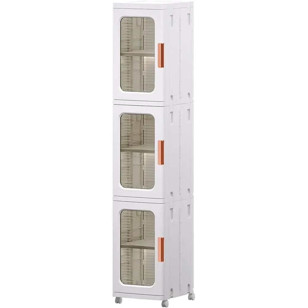 Mobiletto Alto e Sottile per Bagno con 3 Ripiani Regolabili e Porta Carta Igienica (Bianco)