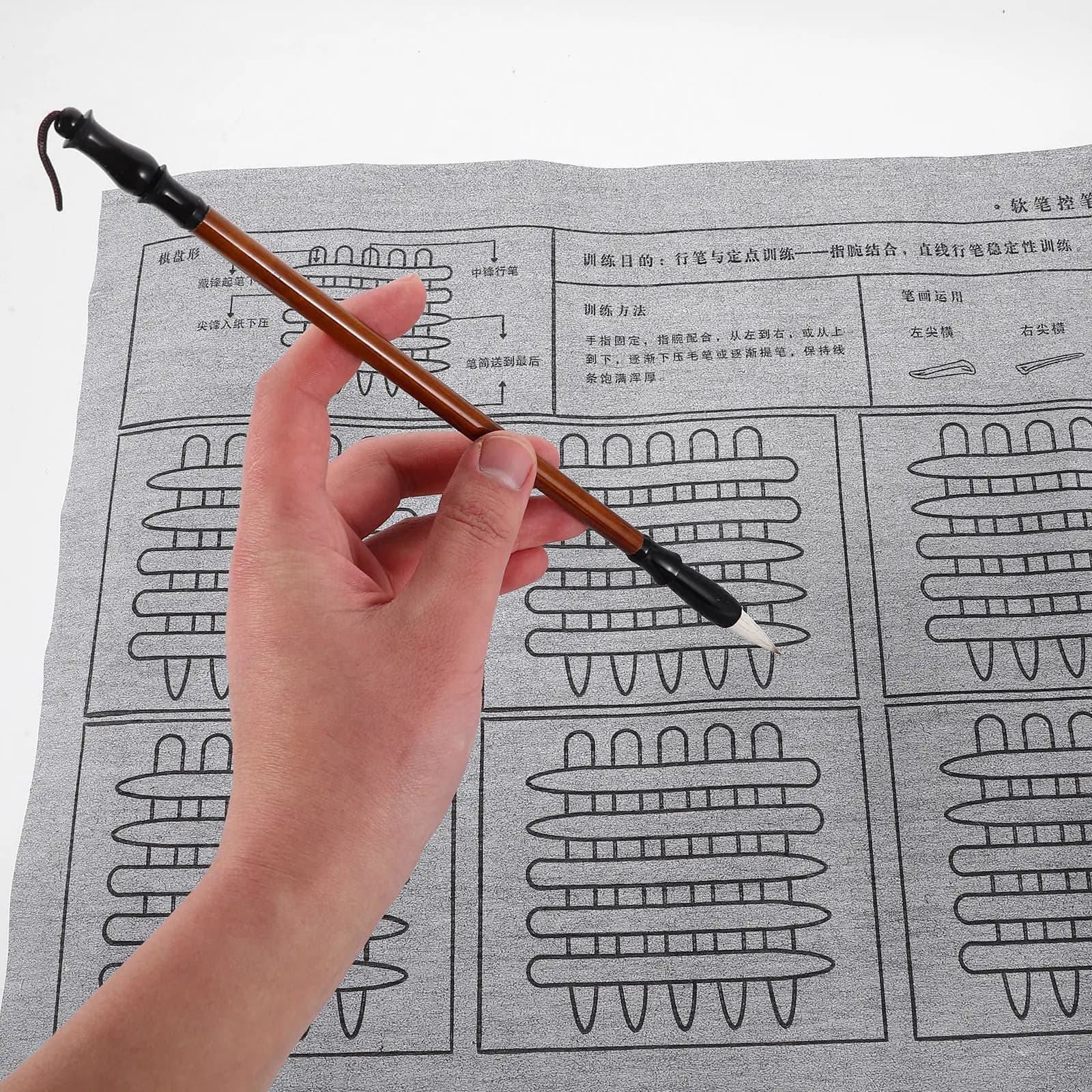 1Set Kids Calligraphy Set Thick Water Writing Cloth Reusable Practice Mat Pen Control Training Tracing Sheet Chinese Calligraphy