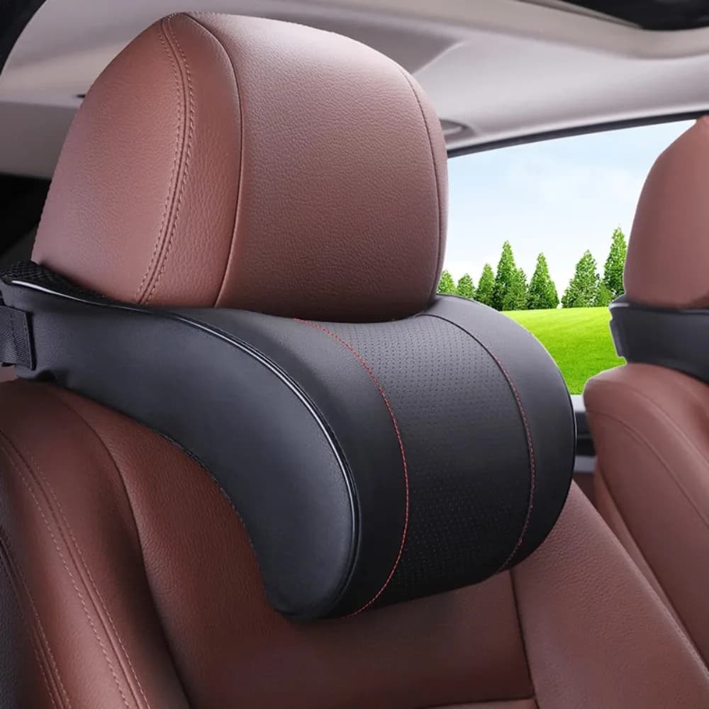 Cuscino per il collo dell'auto in memory foam Cuscini di supporto per il collo del poggiatesta dell'auto in pelle PU Cuscino per il collo del veicolo Accessori interni per auto
