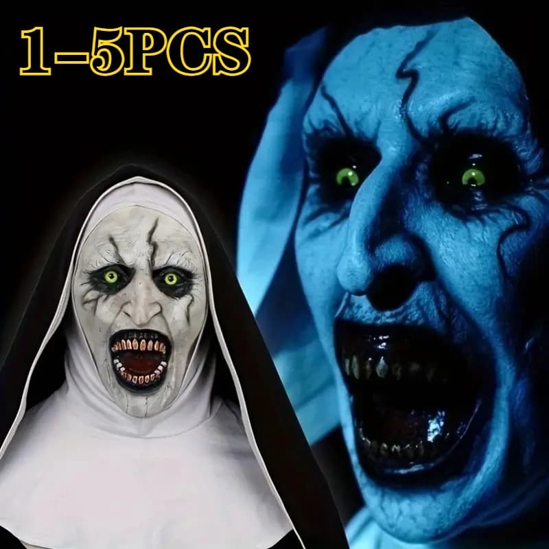 Nun Mask Scream Horror Ghost Face Headgear Scary Masquerade Mask Halloween Party Spoof Props Haunted House Cosplay Decoration