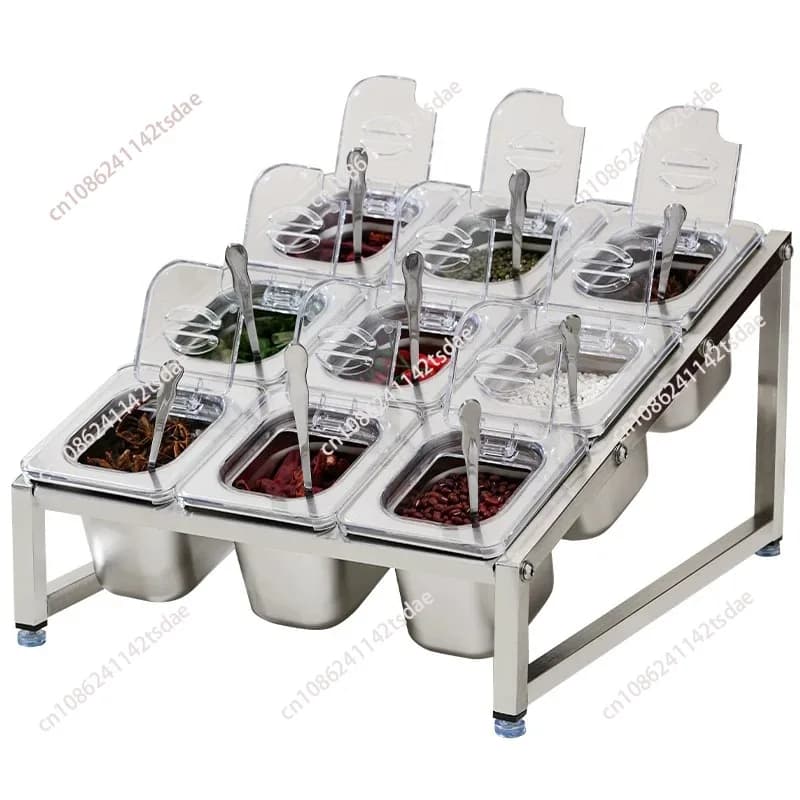 stainless steel transparent GN pans Visible food Exhibition plate basin tray milk tea shop basin Container Storage box with rack