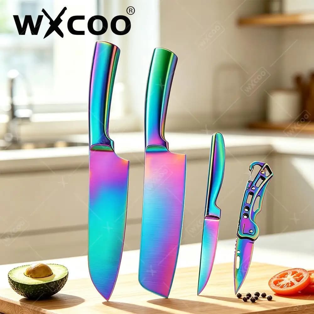 WXCOO Stainless Steel Folding Knife Kitchen Vegetable Knife Fruit Peeler Meat Cleaver Pocket Knife Tools Cooking Accessories