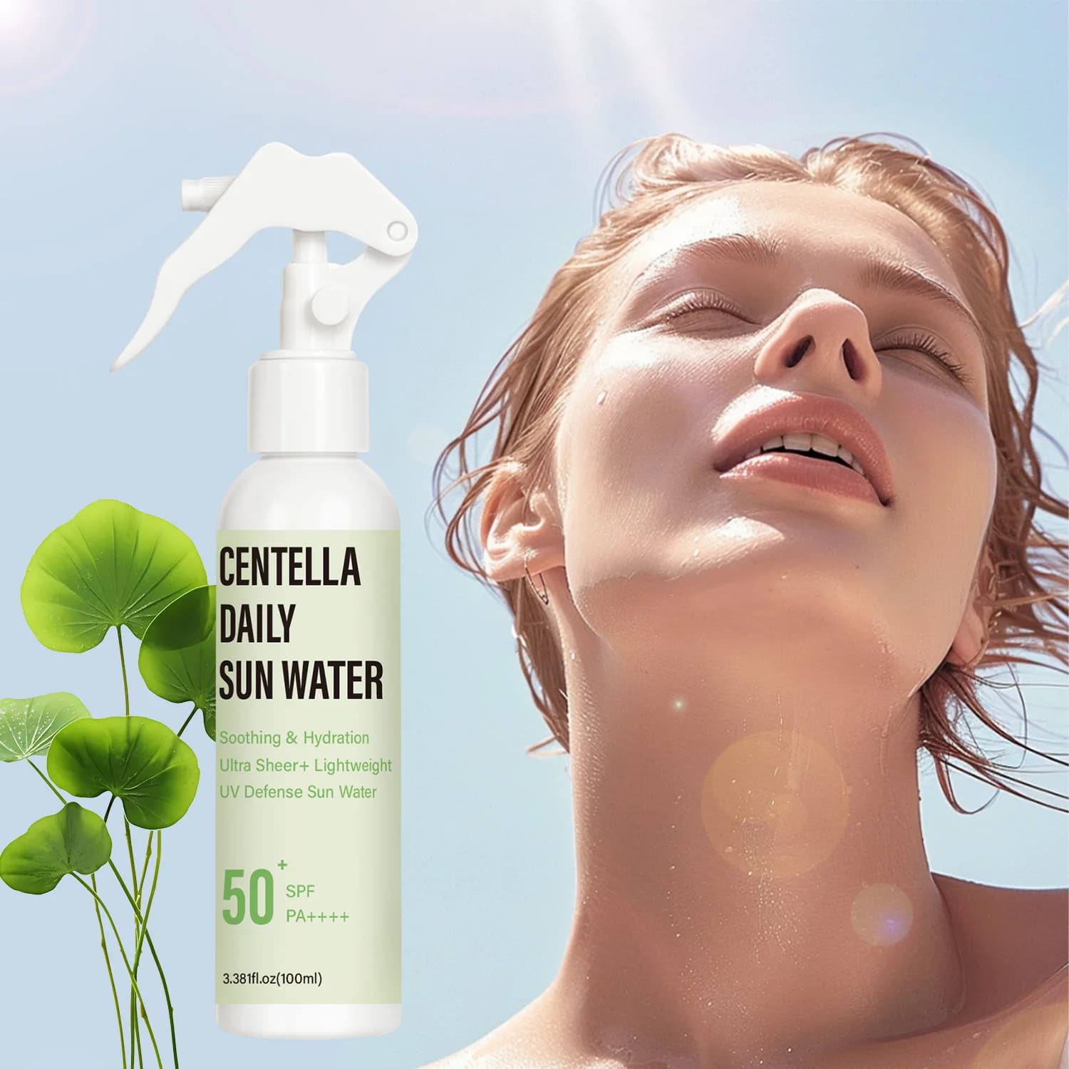 Centella Daily Sun Water SPF50+ PA++++ – Ultra Sheer, Lightweight & Cooling Sunscreen Spray.