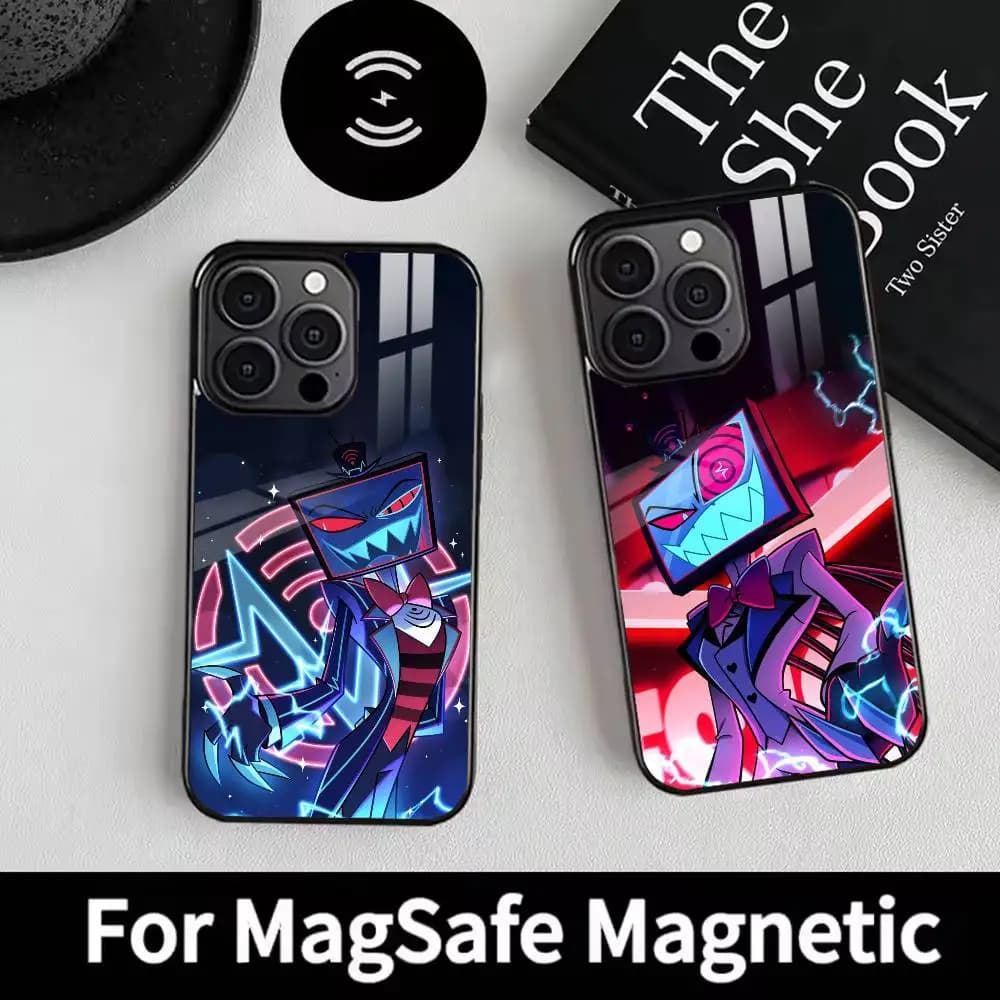 Cover per telefono Icon Vox H-Hazbin Hotel per iPhone 17, 16, 15, 14, 13, 12, Plus, Pro, Max con ricarica wireless magnetica MagSafe