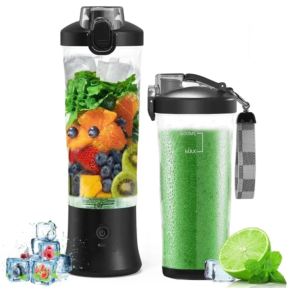 Zai Xiao Frullatore portatile mixer 600ML Spremiagrumi elettrico Mini frullatore per frutta 6 lame per frullati e frullati Spremiagrumi Sport all'aperto