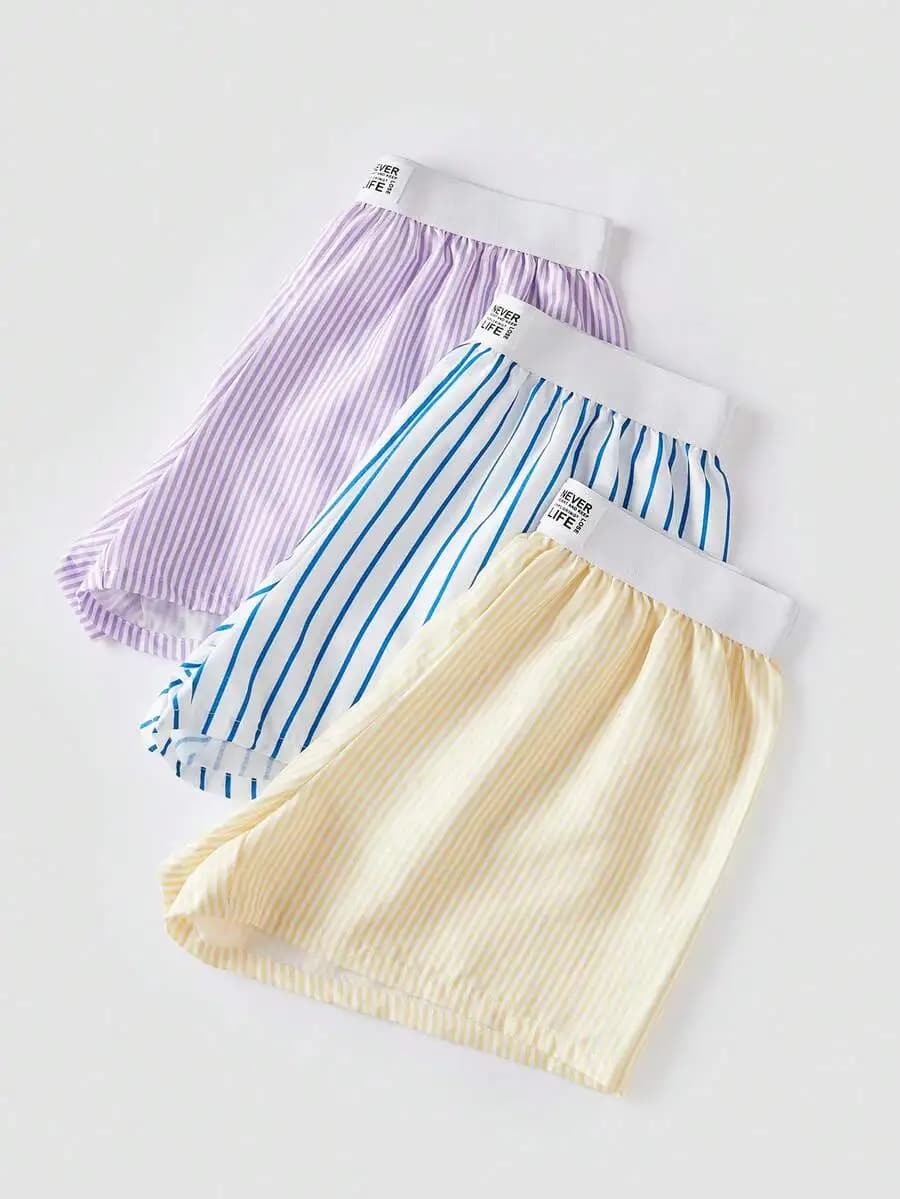 3 Pcs Striped Casual Pajama Bottoms For Women