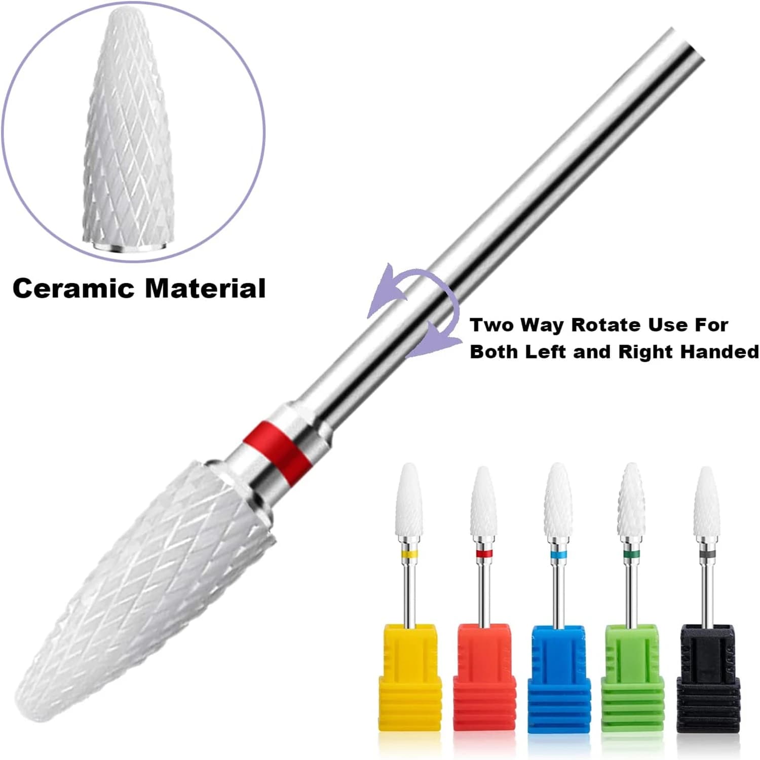 Ceramics Milling Cutters For Manicure, Remove Nail Polish Gel Cuticles Nail Drill Bits PedicureTools