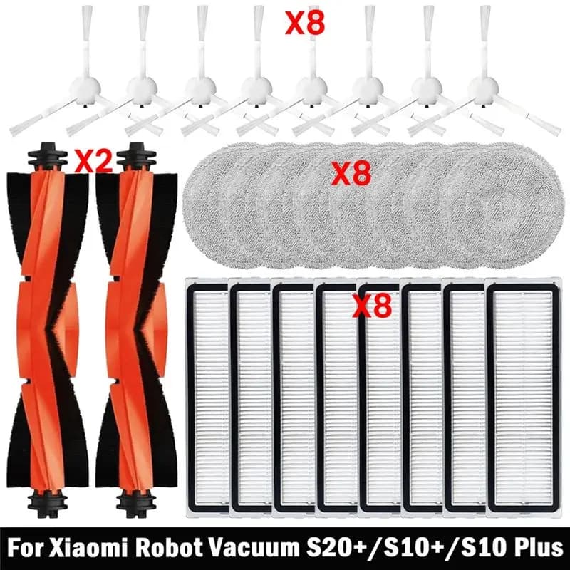 AEE6 - Ricambi e Accessori per Robot Aspirapolvere Xiaomi S20+ / S10 Plus / S10+ / B108GL / B105 / B108CN B113CN: Filtro, Spazzola Principale e Spazzole Laterali