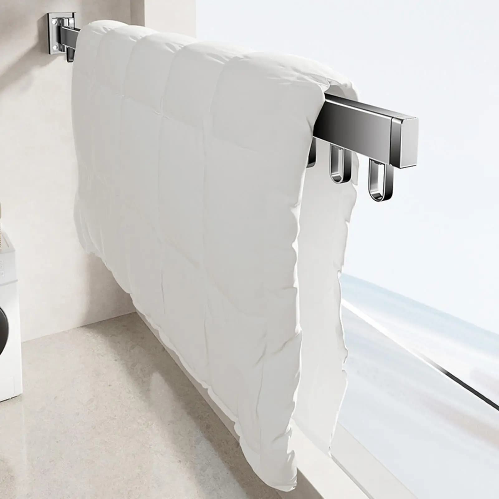 Retractable and folding wall drying rack for bathroom, apartment, hotel, dormitory