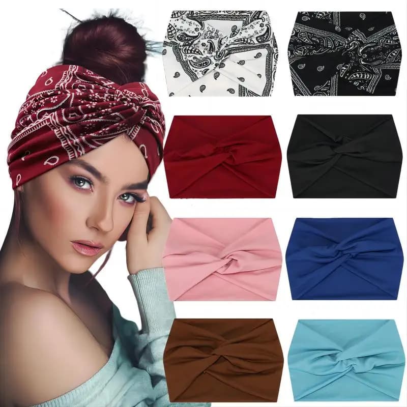 Fascia elastica larga per capelli, per Pilates, Yoga, fitness, corsa, ciclismo, turban, cerchietto per trucco, fascia per capelli da donna