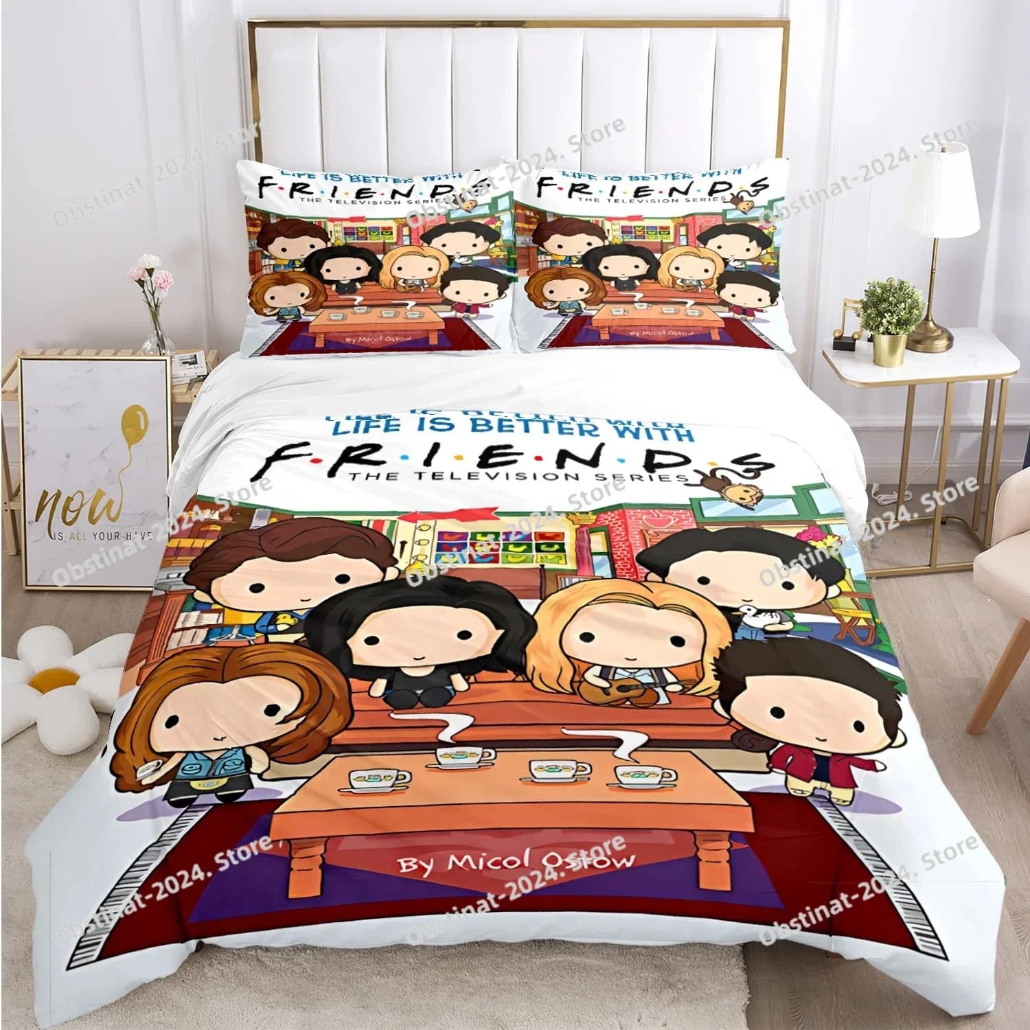 3D Friends Divertente anime Per tutte le stagioni Copripiumino Trapunte Copripiumino stampato Federa Set biancheria da letto Ragazzi Lenzuolo di lino Copripiumino